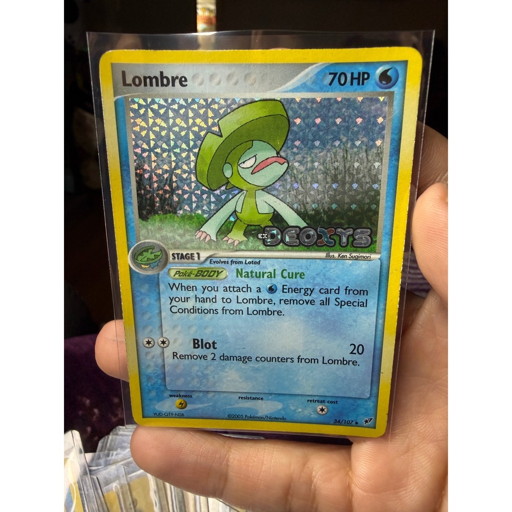 Pokemon Lombre 34/107 EX Deoxys Reverse Holo Stamped Uncommon 2005 TCG Card